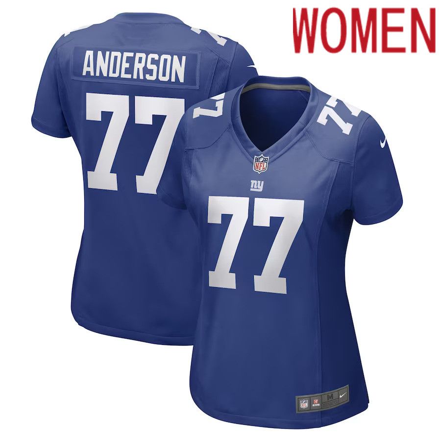 Women New York Giants 77 Jack Anderson Nike Royal Game Player NFL Jersey